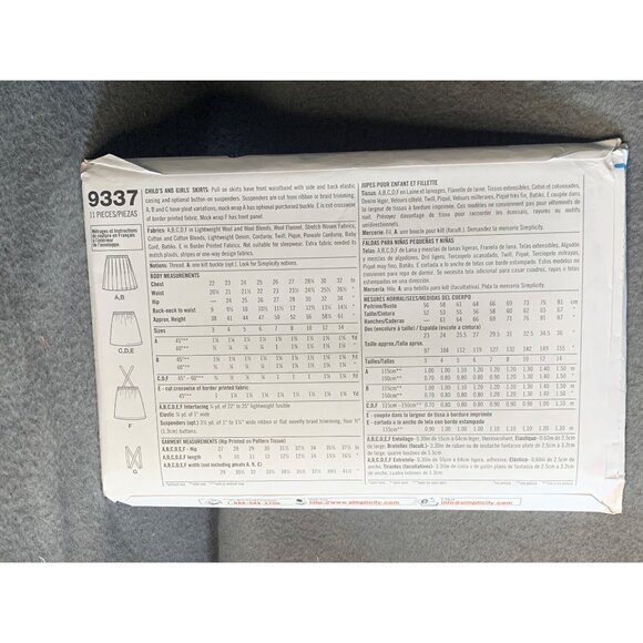 Simplicity Girls Skirt Sewing Pattern Sz 3-6 9337 - Uncut - Picture 2 of 4